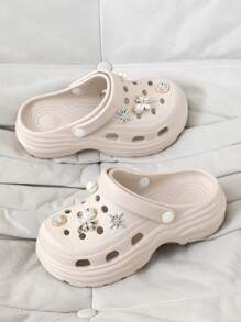 Sandales compensées florales confortables pour femmes, sabots d'été respirants pour la plage et l'extérieur