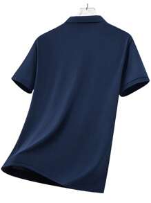 Men's Summer Solid Color Breathable Chest Print Polo Shirt