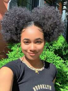 10 Inch Afro Puff Ponytail For 2 Pcs Short Kinky Curly Afro Ponytail Synthetic Hair Puffs Afro Bun Ponytail Kinky Curly Bun Hair Synthetic Short Extensions Hairpieces Updo Hair For Girls - Multicolor - View 14