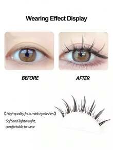 Asiteo 5对卡通风格假睫毛，自然纤长，适合角色扮演，可重复使用，打造自然轻盈的动漫妆容，透明睫毛梗，适合初学者日常使用，也可用于睫毛嫁接。 - 尖尾漫畫款 - 查看 4