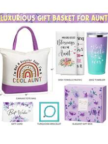 Regalos para tías de sobrinas y sobrinos, regalos para el Día de San Valentín, regalos para tías, los mejores regalos para tías, canasta de regalos de cumpleaños para tías, regalos para el Día de la Madre para tías, nueva tía con bolsa de lona tipo vaso. - Tía - Ver 2