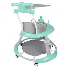 Lauflernwagen mit abnehmbarem Verdeck, Lauflernwagen, 5-fach höhenverstellbar, Lauflernwagen mit hoher Rückenlehne, faltbar, Kinder ab 6 Monaten, Spieltisch