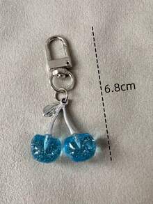 1 件女士新款闪亮仿真樱桃钥匙扣，时尚精致 3D 水果配件，适用于包、手机、汽车钥匙汽车配件包魅力学校水果可爱哥特 Y2k 圣诞礼物 - 藍色 - 查看 2