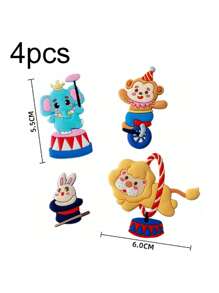 1/4/6pcs,Circus Theme Cake Topper Clown Jester Circus Animal Lion Elephant For 1st Happy Birthday Party Cake Decoration