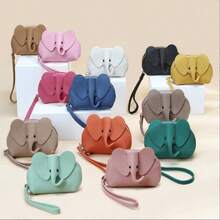 1pc Korean Luxury Soft PU Leather Elephant Wallet, Women Card Holder Keychain Pouch, Lipstick Organizer Pendant, Cute Elephant Zipper Coin Purse, Fresh Small Compact Coin Wallet, Storage Essential