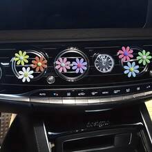 4pcs Simple & Fresh Daisy Flower Car Air Vent Clip Decoration, Colorful Flower Car Vent Clips - Multicolor - View 3