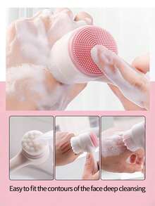 1pc Soft Silicone Facial Cleansing Brush, 2 In 1 Face Cleaning Brush, Facial Exfoliating Pore Deep Cleansing Brush, Double-Sided Manual Massage Deep Clean Pores Face Brush, For Massaging, Skincare Makeup Removal, Beauty Skin Care Tools, Facial Cleaning Tools, Personal Care And Cleaning Tools, Bathroom Gadget, Bathroom Accessories - Multicolor - View 3
