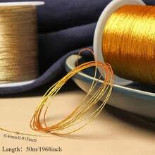 1pc 6 Strands, Golden And Silvery Silk Thread Strand Symphony Handmade Rope, Bracelet Necklace Braided Rope, Winding Thread, Ring Thread, DIY Jewelry Material