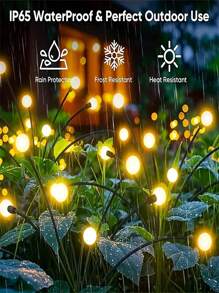 1PC 6/8/10Lights 18650-600mAh Solar Firefly Lights Outdoor Garden Decoration Landscape Lights Lawn Lights Suitable For Festive Decoration,LED Solar Firefly Lights For Courtyard Garden Decoration, Christmas Wind Swaying Firefly Ground Mounted Lawn Lights