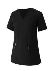 (Four-Piece Set) Scrubs Uniform Women's Running Matte Elastic Sports Nurse  Uniform Wash Clothes Work Clothes Breathable Scrub Shirt - 玫紅色 - 查看 5