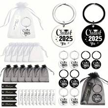 10 Sets Of 2025 Graduation Season Stainless Steel Keychain Friends Gifts With Candy Chocolate Snack Bags Thanks Tags Event Decoration Supplies