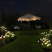 Luz solar em formato de água-viva/cogumelo com 8 cabeças, luz solar para jardim com 2 modos de iluminação (fixo + piscante), decoração criativa para jardim, sensor inteligente, brilho automático, adequada para decoração de gramados, pátios e caminhos externos