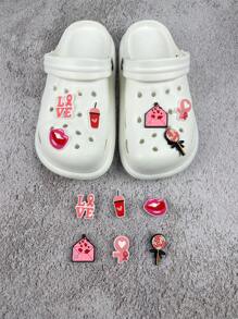 2025 Summer New Fashion Lightweight Plus Size Women Jelly Shoes, Pink Cartoon Pattern Design, Breathable Sandals With Removable Flower Decor, DIY Combination Beach Slippers (Size Runs Small, Please Choose 1 Or 2 Sizes Larger)