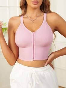 1 szt. Bezszwowy przedni zamek błyskawiczny seksowny biustonosz sportowy typu racerback z regulowanymi ramiączkami