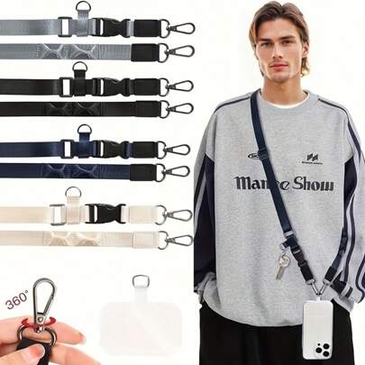 Cordino funzionale per telefono cellulare da esterno con anello a D, gancio anti-perdita, cinghia per telefono cellulare da montagna, elegante cinghia anti-furto e anti-perdita per spalla