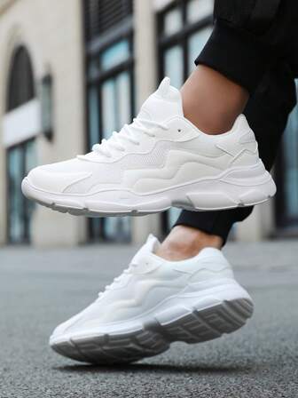 Women Casual Sporty Sneakers, Mesh Knit Breathable Retro Chunky Sneakers, Leather Patchwork, Lightweight Running Shoes, Fashion Personalized Campus Outdoor Street Casual Party Lolita Sequin Mesh Shoes, Mermaid Style New Arrival Lightweight Comfortable Walking Shoes, Hollow-Out Running Shoes For Autumn/Winter, Mid-Top Waterproof Leather Boots