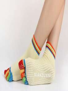 5 Pairs Women Outdoor Socks For Fitness Yoga Aerobic Anti-Skid Anti-Odor Breathable Five Finger Socks - Multicolor - View 3