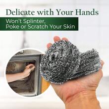 4pcs/12pcs Stainless Steel Scrubber - Rust-Resistant, Scrubber, Easily Cleans Dishes, Pans And Ovens, Multi-Purpose Use, Cleans Up Stubborn Yuko Messes