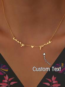1pc Customized Handwritten Name Necklace, Minimalist Personalized Necklace, 18K Gold Plated Name Necklace, Customized Jewelry, Mother's Day Gift, Gift For Her, Laser Cut Pendant/Minimalist Style/Unisex Summer Accessory/Birthday Party/Valentine's Day Gift - Multicolor - View 3