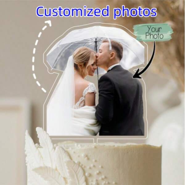 1pc Customized Printed Cake Toppings, Photo Cake Toppings, Wedding Cake Toppings, Party Cake Toppings, Suitable For Wedding And Various Party Cake Decorations