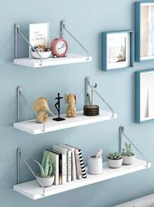 1pc Partition Wall Hanging Shelf, No Drill Needed Wall Mounted 1-Tier Storage Rack, Bedroom/Kitchen Wall Decor Hanging Shelf