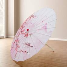 Sombrillas decorativas coloridas con estampado clásico de estilo chino para presentaciones en el escenario y fotografía al aire libre. - blanco rosado - Ver 4
