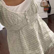 Y2K Fairy Grunge Crop Top For Women Short Sleeve Lace Patchwork Low Cut T-Shirt Aesthetic Slim Fit Cute Babydoll Top Tees Vintage Fairy Grunge T-Shirt Aesthetic Harajuku 90s Streetwear - màu xanh lá - Xem 7