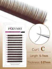 FOXYMEI 12排棕色下睫毛J/B/C卷曲彩色下睫毛延长5-7毫米高品质单根睫毛进口材料超薄自然假睫毛适用于沙龙使用