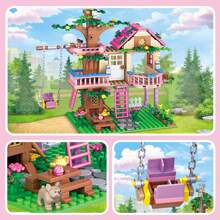 Traum Stadt Freundschaftsbaum Haus Prinzessinnenschloss Schaukel Bausteine Straßenansicht Serie Haus Ziegel Modellbausatz Spielzeug Geschenk