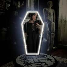 1pc Coffin-Shaped Mirror Neon Light, Size: 42.4cm/16.7in*23cm/9in. Unique Coffin-Shaped Mirror Neon Light Creates A Mysterious Atmosphere, Suitable For Personalized Space Decoration. USB Powered With Dimming Switch, Applicable For Bedroom, Studio And Holiday Party Setup. - A - View 11