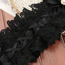 1 Stück elegantes Haarband mit Spitzenbögen und doppelten Haarstyling-Clip - rutschfest, reizvoller Haaraccessoire für Frauen | geeignet für Valentinstag und Cosplay | Blumenspitzendesign | handgefertigt und super dehnbar | nur Handwäsche | Fee-themenparty Haardekoration