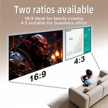 Portable Projection Screen, 16:9 4K Reflective Projection Screen Suitable For 1LCD Series Movie Video Home Projectors, No Drilling Projection Screen