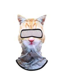 1 pieza Mascarilla facial 3D con estampado de animal unisex, máscara de agua divertida para uso en exteriores, adecuada para uso diario, viajes, senderismo, esquí - Diseño de cabeza de gato, perro - Multicolor - Ver 4