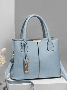 Minimalist Solid Color Women Handbag, Elegant Ladies Dual Handle Shoulder Tote Bag, Fashion Female Work Bag Crossbody Commuter Bag, Pendant Decor Classic Top Handle Shoulder Bag, Mother's Day Gift Suitable For Business Trip/Commute/Work/Office