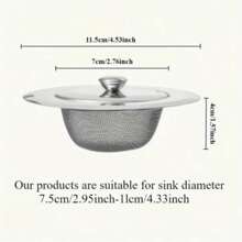 Stainless Steel Kitchen Sink Filter With Cover - Odor-Free, Durable Drainage Protector And Fine Mesh Filter, Suitable For Vegetables And Floor Drains, Easy To Clean