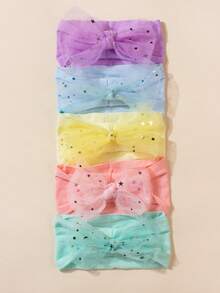 5pcs Baby Girl Bow Headband For 0-4 Years Old Girl,Mesh Bow Headband,Toddler Girl Spring Clothes,Baby Summer Clothes,Candy Color Hairband,Ice Cream Color Headbands,Kid Headbands,Children Accessories Celebration Day Anniversary Party Decorations,Children Gift,Can Be Worn At Home Or Outside,Birthday Decorations, Photography Props