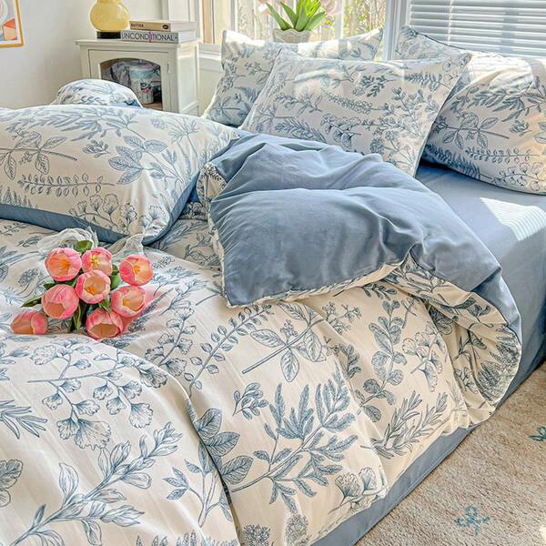 1pc Refreshing Printed Duvet Cover, Suitable For Bedroom, Dormitory, Travel, All Seasons, Machine Washable, Without Comforter/Filling, With Corner Ties