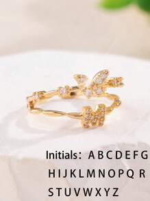 1buc auriu, elegant, lux, la modă, personalizat, cu 26 de litere, design fluture, inel de femeie, ca cadou pentru prieteni, surori, mame, soții, iubite pentru vacanță, ziua de naștere, aniversare, Crăciun