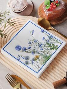 20 pièces Serviettes de déjeuner jetables colorées avec motif floral et végétal pour fêtes