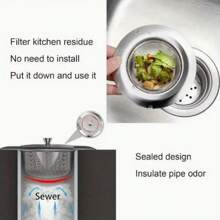 Stainless Steel Kitchen Sink Filter With Cover - Odor-Free, Durable Drainage Protector And Fine Mesh Filter, Suitable For Vegetables And Floor Drains, Easy To Clean