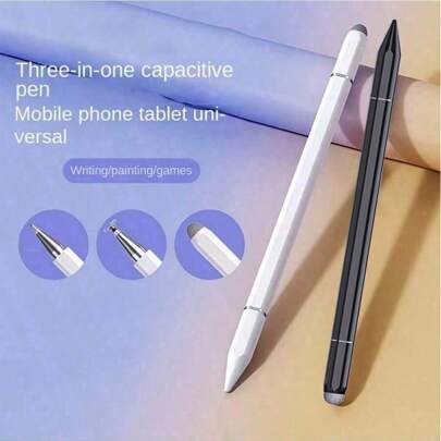 1pc Universal Stylus Pen With Triple Tips, Suitable For Tablets, Apple, Android, OPPO, Phones For Editing And Drawing