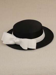 Women's Elegant Church Hat, French Fashion Hat, Bridal Mini Hat, British Style Hat, Lady's Fascinator Hat, Retro Hat, Bow Hat, Birthday Party Headdress, Party Dress Hat, Black Hat, Racing Hat, Formal Dress Hat, Large Hat