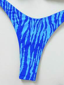 Women's Basic Striped Print Swimsuit, Suitable For Various Occasions From Pool To Beach In Summer, Daily Mini Triangle Bikini Beach Outfit - Dark Blue - View 6