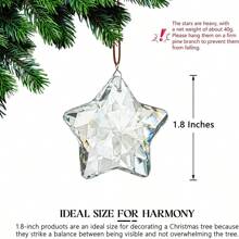 1/6pcs Transparent Pentagram Crystal Glass Suncatcher Christmas Ornaments Clear Faceted Glass Christmas Star And 2025 Annual Christmas Star Crystal Hanging Ornaments For Christmas Tree Winter New Year Party Supplies Christmas Decor