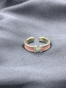 1 pieza Anillo con letra H - Anillo de envoltura abierto minimalista de alta gama con circonia esmaltada, anillo de dedo/índice de moda para mujer