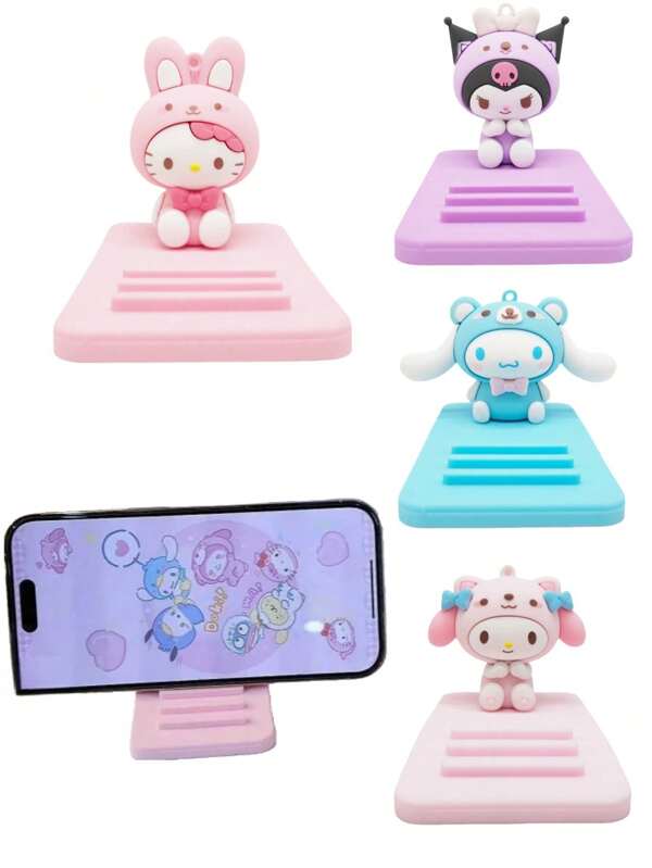 Sanrio 1 pezzo Supporto per telefono o tablet con figure di personaggi Kawaii di Hello Kitty e Kuromi, decorazione da scrivania a forma di personaggi anime, regalo di compleanno
