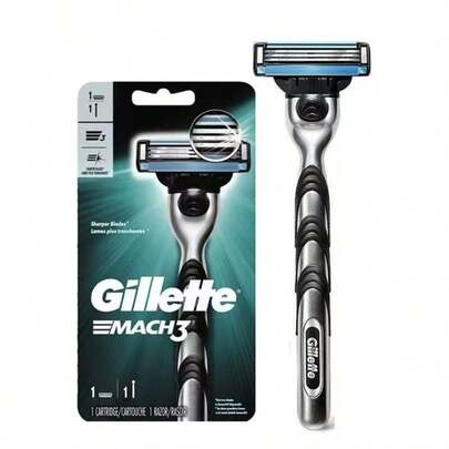  Gillette Mach3 Razor For Men, 1 Razor Handle + 1 Blade Refills