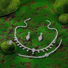 Elegant AAA Cubic Zirconia Wedding Jewelry Sets For Women Geometric Necklace Dubai Bridal Jewelry 4 Pieces Set