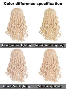 Medium-Long Wavy Golden Princess Wig With Necklace, Suitable For Adults And Children. Made Of Synthetic Heat-Resistant Fiber Without Glue, Applicable For Halloween Party, School Carnival, Concert, Vacation Photography, Theme Events, Anime Expo, Exhibition, And Daily Wear. - Gold - View 7