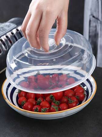 Microwave Safe Heating Cover, Refrigerator Food Preservation Bowl Cover, Circular Transparent Splash Proof Plastic Food Cover, Thickened Microwave Heating Cover